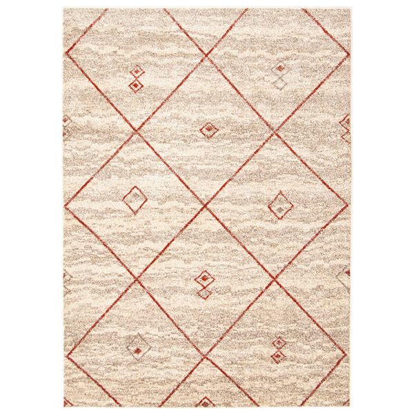 ECARPET Devos Ivory/Red 5-ft 3-in x 7-ft 3-in Rectangular Indoor Area rug