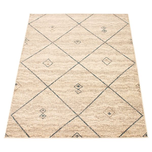 ECARPET Devos Ivory/Blue 7-ft 10-in x 10-ft 2-in Rectangular Indoor Area rug