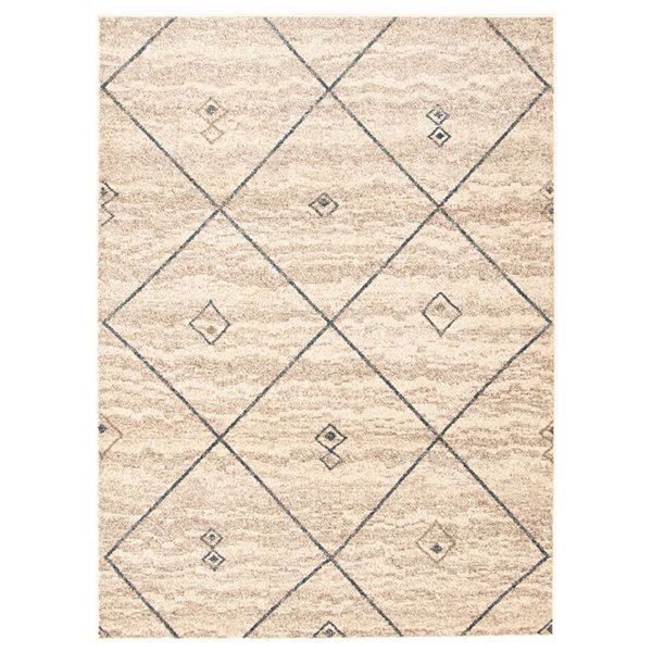 ECARPET Devos Ivory/Blue 7-ft 10-in x 10-ft 2-in Rectangular Indoor Area rug