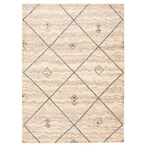 ECARPET Devos Ivory/Blue 7-ft 10-in x 10-ft 2-in Rectangular Indoor Area rug