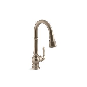 KOHLER Artifacts Deck Mount Vibrant Brushed Bronze Pull-Down Kitchen Faucet