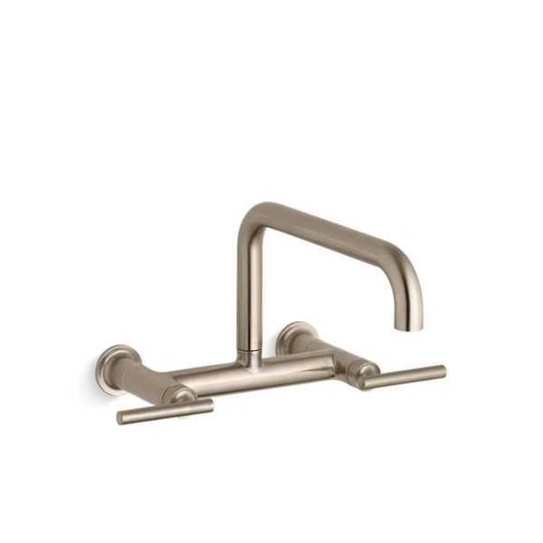 KOHLER Purist Vibrant Brushed Bronze 2-Handle Wall Mount Bridge Kitchen Faucet