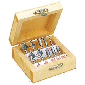 PROXXON HSS Router Bit Set in Wooden Box - 10-Piece