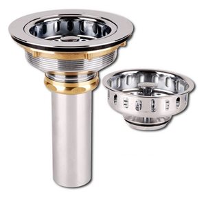 Craftx 3.5-in Polished Chrome Brass Strainer with Locknut, Tailpiece and Basket Included