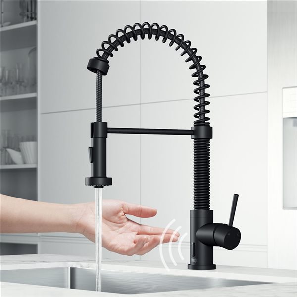 VIGO Edison Matte Black 1-Handle Deck Mount Pull-Down Touchless Kitchen Faucet