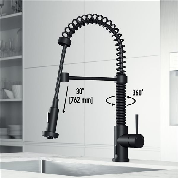 VIGO Edison Matte Black 1-Handle Deck Mount Pull-Down Touchless Kitchen Faucet
