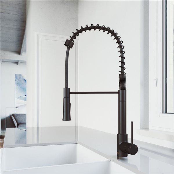 VIGO Laurelton Matte Black 1-Handle Deck Mount Pull-Down Kitchen Faucet
