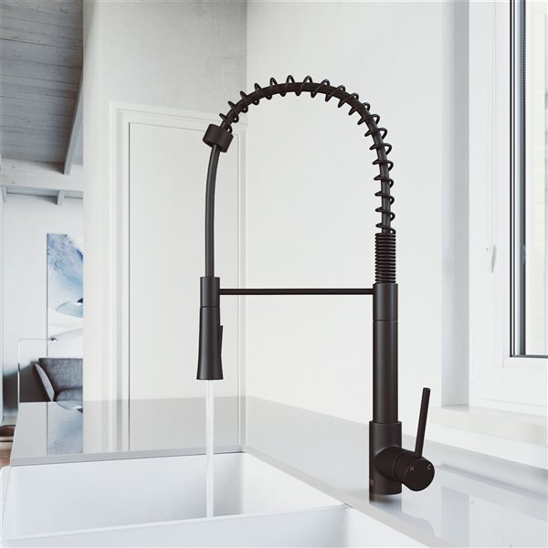 VIGO Laurelton Matte Black 1-Handle Deck Mount Pull-Down Kitchen Faucet