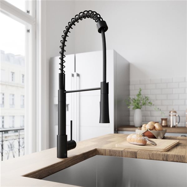 VIGO Laurelton Matte Black 1-Handle Deck Mount Pull-Down Kitchen Faucet