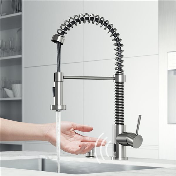 VIGO Edison Stainless Steel 1-Handle Deck Mount Pull-Down Touchless ...