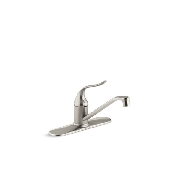 Kohler Coralais Vibrant Brushed Nickel Deck Mount Low Arc Kitchen Faucet Deck Plate Included 1226