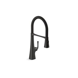 KOHLER Graze Deck Mount Matte Black Pull-Down Kitchen Faucet