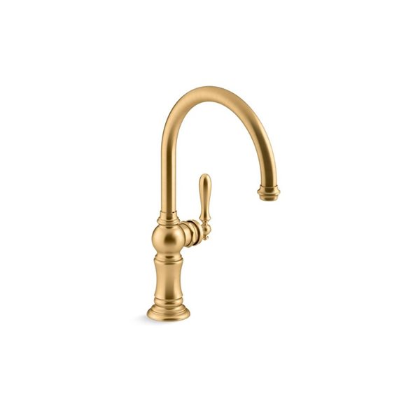 KOHLER Artifacts Deck Mount Vibrant Brushed Moderne Brass High-Arc Kitchen Faucet