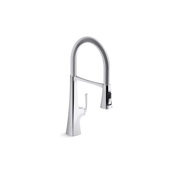 KOHLER Graze Deck Mount Polished Chrome Pull-Down Kitchen Faucet