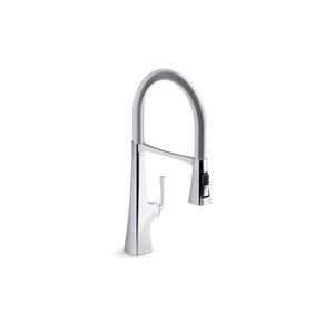 KOHLER Graze Deck Mount Polished Chrome Pull-Down Kitchen Faucet