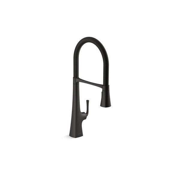 KOHLER Graze Matte Black Deck Mount Pull-Down Kitchen Faucet