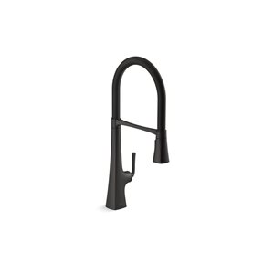 KOHLER Graze Matte Black Deck Mount Pull-Down Kitchen Faucet