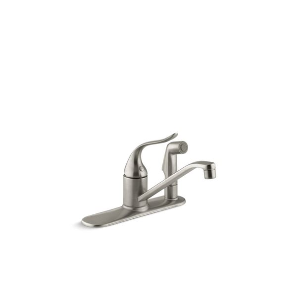 KOHLER Coralais Vibrant Brushed Nickel Deck Mount LowArc Kitchen