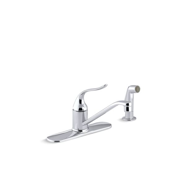 KOHLER Coralais Deck Mount Polished Chrome LowArc Kitchen Faucet with