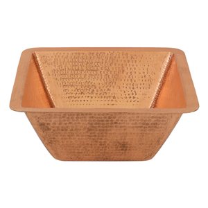 Premier Copper Products 15-in Square Hammered Polished Copper Bar/Prep Sink