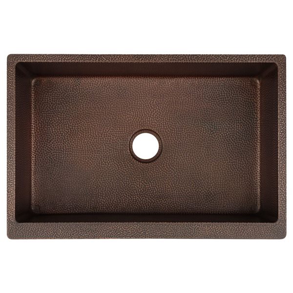 Premier Copper Products 33-in Tree Texture Copper Apron Front Single Basin Kitchen Sink