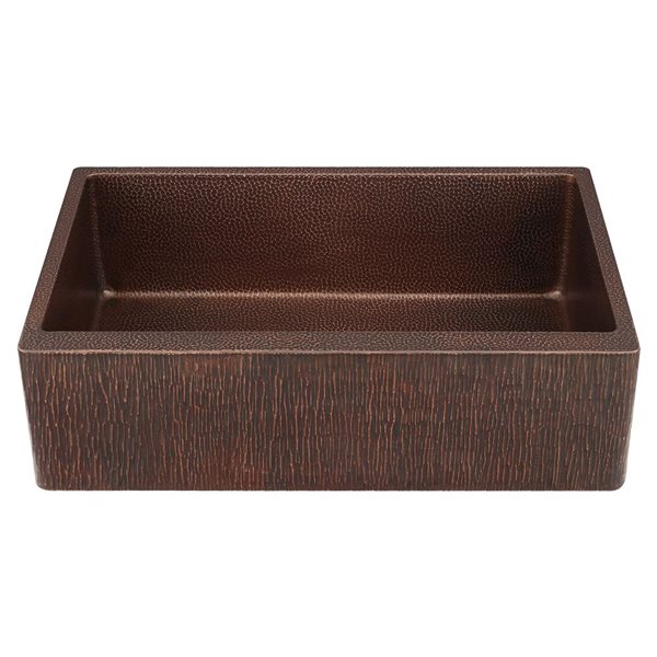 Premier Copper Products 33-in Tree Texture Copper Apron Front Single Basin Kitchen Sink