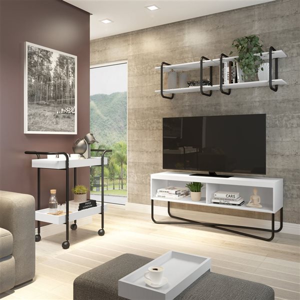 Brassex Inc. Harper White 53-in Grey TV Stand