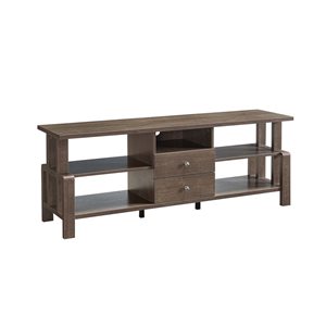 Brassex Inc. 60-in Walnut Oak TV Stand with Storage