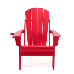 Chaise Adirondack rouge en polyéthylène haute densité par Lake Country Outdoors