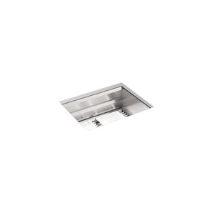 KOHLER Prolific Undermount 23-in x 17.75-in Stainless Steel Single Bowl Kitchen Sink with accessories