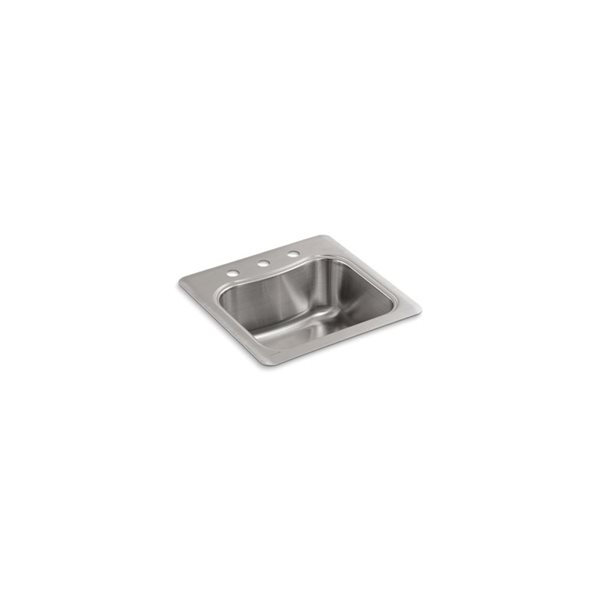 KOHLER Staccato Drop-in 20-in x 20-in Stainless Steel Single Bowl 3-Hole Kitchen Sink