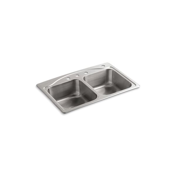 KOHLER Cadence Drop In 33 In X 22 In Stainless Steel Double Equal Bowl   332002824 MainImage 001 L 