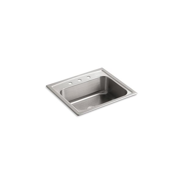 KOHLER Toccata Drop-in 25-in x 22-in Stainless Steel Single Bowl 3-Hole Kitchen Sink
