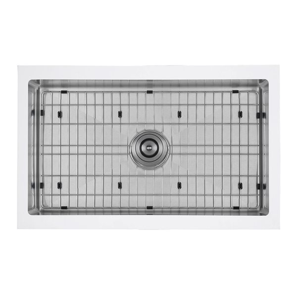 Ancona Undermount Apron Front/Farmhouse 30-in x 18.8-in White and Stainless Steel Single Bowl Customizable Hole Kitchen Sink