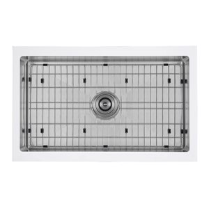 Ancona Undermount Apron Front/Farmhouse 30-in x 18.8-in White and Stainless Steel Single Bowl Customizable Hole Kitchen Sink