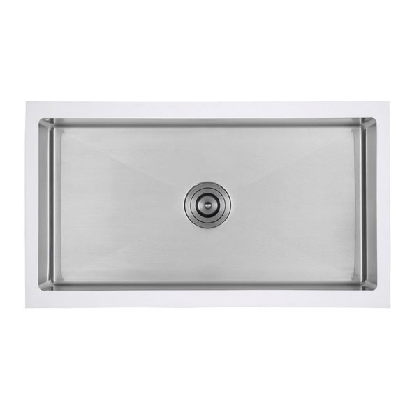 Évier de cuisine simple Ancona encastrable à tablier frontal blanc et acier inoxydable 33 po x 18,8 po à perçage personna…