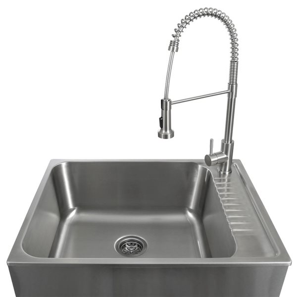 PRESENZA All-in-One 28-in Utility Sink with Faucet and Laundry Cabinet - Grey