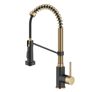 Kraus Bolden Deck Mount Brushed Brass/Matte Black Pull-Down Kitchen Faucet