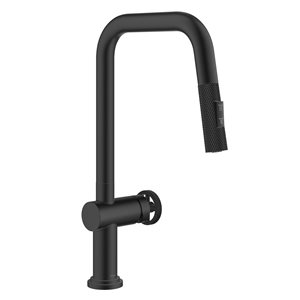 Kraus Urbix Deck Mount Matte Black Pull-Down Single Handle Kitchen Faucet