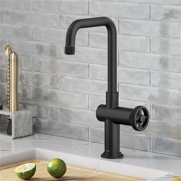 Kraus Urbix Deck Mount Matte Black Single Handle Kitchen Bar Faucet