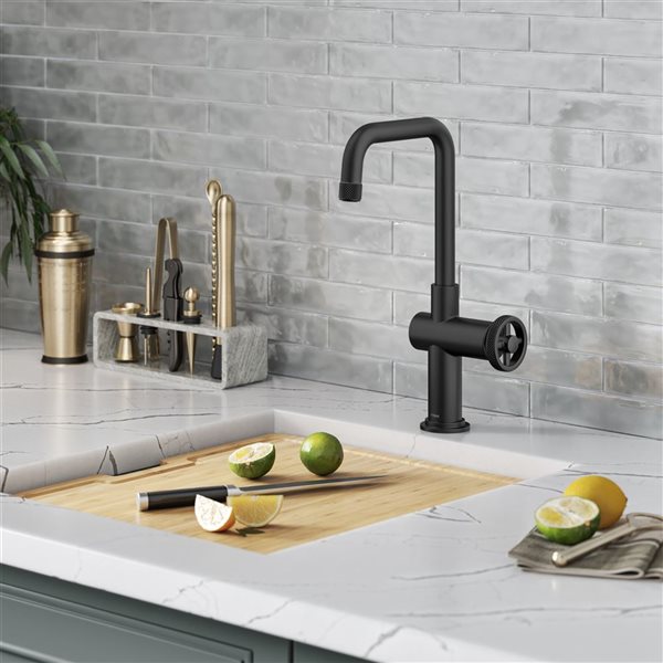 Kraus Urbix Deck Mount Matte Black Single Handle Kitchen Bar Faucet