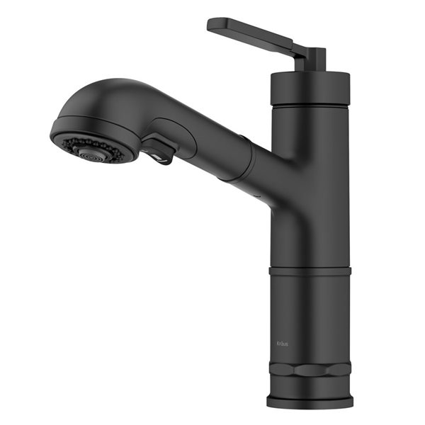 Kraus Allyn Deck Mount Matte Black Pull-Out Single Handle Kitchen Faucet