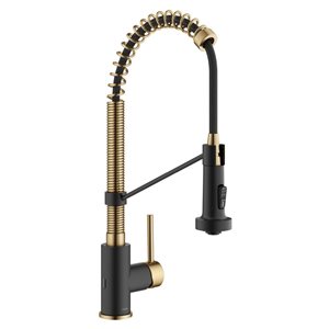 Kraus Bolden Deck Mount Brushed Brass/Matte Black Sensor Pull-Down Kitchen Faucet