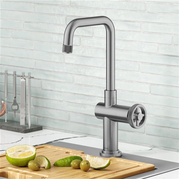 Kraus Urbix Deck Mount Spot-Free Stainless Steel Single Handle Kitchen Bar Faucet