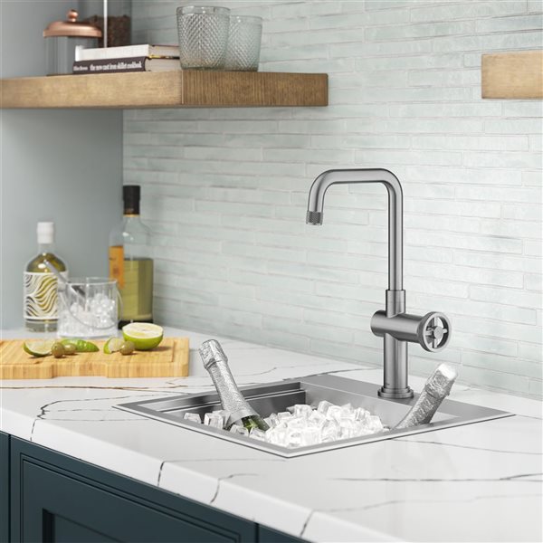 Kraus Urbix Deck Mount Spot-Free Stainless Steel Single Handle Kitchen Bar Faucet