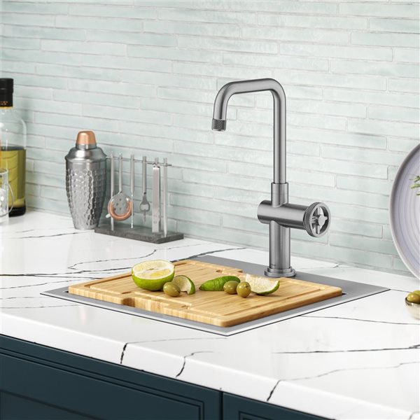 Kraus Urbix Deck Mount Spot-Free Stainless Steel Single Handle Kitchen Bar Faucet