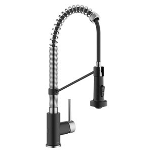 Kraus Bolden Deck Mount Spot-Free Stainless Steel/Matte Black Sensor Pull-Down Kitchen Faucet