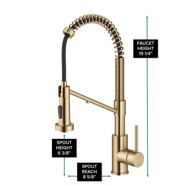 Kraus Bolden Deck Mount Brushed Brass Pull-Down Water Filter Kitchen Faucet