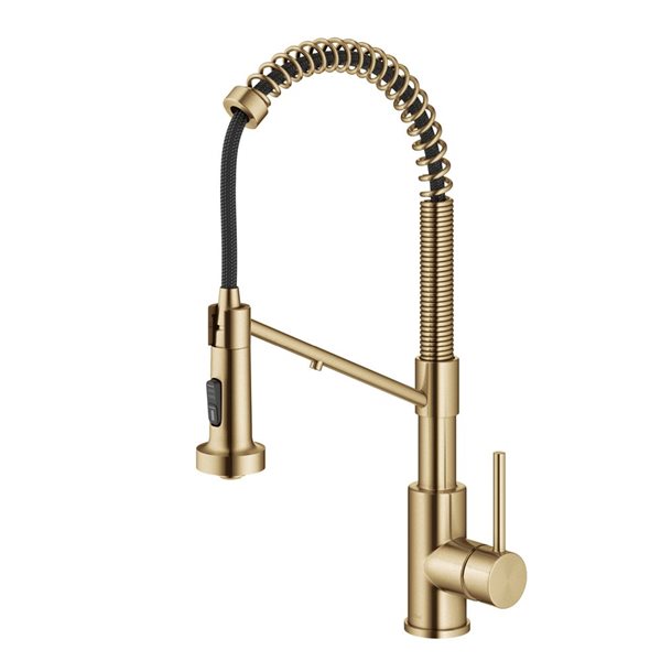 Kraus Bolden Deck Mount Brushed Brass Pull-Down Water Filter Kitchen Faucet