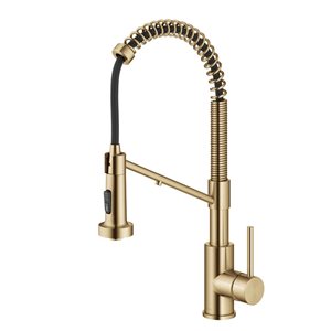 Kraus Bolden Deck Mount Brushed Brass Pull-Down Water Filter Kitchen Faucet